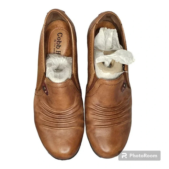 Cobb Hill Ankle Boots Women's 7 W Brown Leather Comfort Slip On Heel Adele Ch - Picture 1 of 12